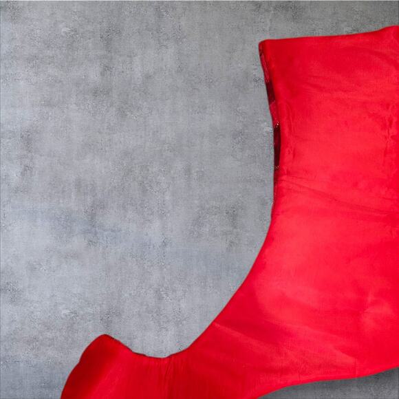 Large Red Sequined Striped Fireplace Christmas Stocking Elf Like Toes Pom Poms - Picture 4 of 7